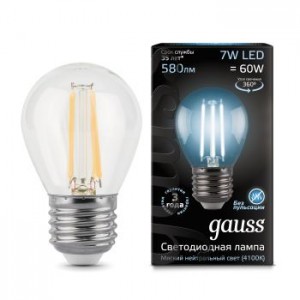 Лампа Gauss LED Filament Globe E27 7W 4100K 1/10/50