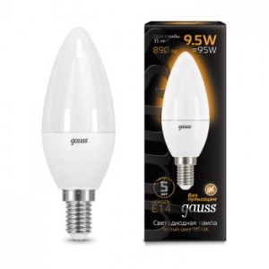 Лампа Gauss LED Candle E14 9.5W 3000К 1/10/50