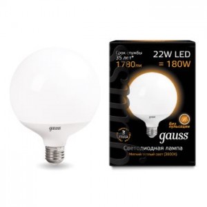 Лампа Gauss LED G125 E27 22W 3000K 1/24