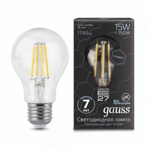 Лампа Gauss LED Filament Graphene A60 E27 15W 4100К 1/10/40