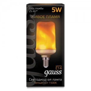 Лампа Gauss Led T65 Corn Flame 5W E14 1500K 1/10/100