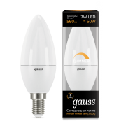 Лампа Gauss LED Candle-dim E14 7W 3000К диммируемая 1/10/100