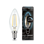 Лампа Gauss LED Filament Candle dimmable E14 5W 4100К 1/10/50