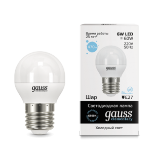 Лампа Gauss LED Elementary Globe 6W E27 6500K 1/10/100