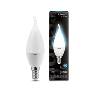 Лампа Gauss LED Candle tailed E14 6.5W 4100K 1/10/50