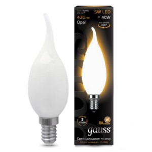Лампа Gauss LED Filament Candle Tailed OPAL E14 5W 2700К 1/10/50
