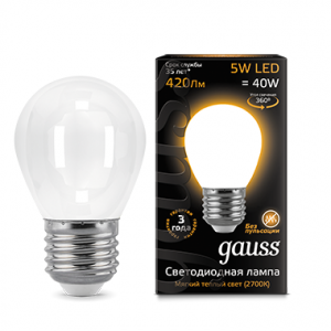 Лампа Gauss LED Filament Globe OPAL E27 5W 2700K 1/10/50