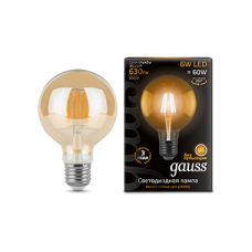 Лампа Gauss LED Filament G95 E27 6W Golden 2400K 1/20