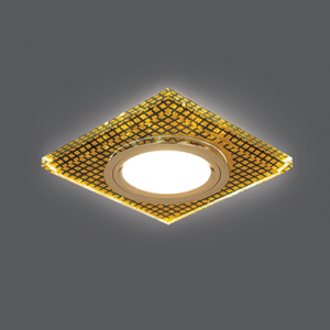 Светильник Gauss Backlight BL075 Квадрат. Кристалл/Черный/Золото, Gu5.3, LED 2700K 1/40